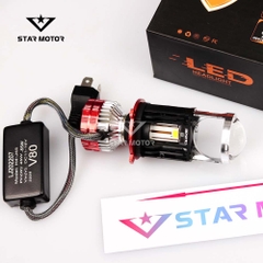 Pha LED bi cầu V80 chân H4 có quạt tản nhiệt gắn ô tô- xe máy