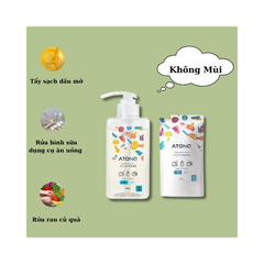 Túi rửa bình sữa, núm ti, chén bát đậm đặc thuần chay ATONO2 Hàn Quốc, 480g