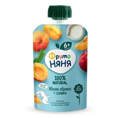 Trái Cây Nghiền Frutonyanya Nga Vị Táo, Đào, Sữa, 90G (6M+)