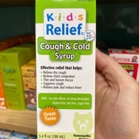 Siro Trị Ho Cảm Cúm, Tức Ngực, Tiêu Đàm, Giảm Đau Sốt Relief Cough & Cold Syrup 100Ml (0-12Y)