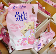 Nước Giặt Xả Quần Áo 2 in 1 Babi Mild Hương Hoa Anh Đào, 2,4L MẪU MỚI