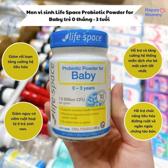 Men vi sinh Life Space Probiotic Powder for Baby trẻ 0 tháng - 3 tuổi giảm rối loạn tăng cường hệ tiêu hóa