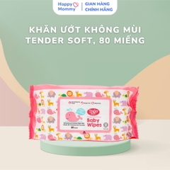 Khăn Ướt Không Mùi Tender Soft Fragrance Free Baby Wipes, 80 Miếng