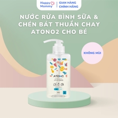 Nước Rửa Bình Sữa & Chén Bát Thuần Chay Atono2 Không Mùi Cho Bé, 480G