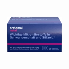 Orthomol Natal Vitamin tổng hợp, DHA và men vi sinh cho mẹ bầu, cho con bú và chuẩn bị mang thai (30 phần)