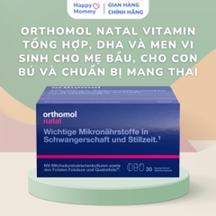 Orthomol Natal Vitamin tổng hợp, DHA và men vi sinh cho mẹ bầu, cho con bú và chuẩn bị mang thai (30 phần)