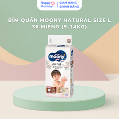 Bỉm Quần Moony Natural Size L 36 Miếng (9-14kg)