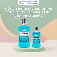 Nước súc miệng Listerine Cool Mint bảo vệ khỏi vi khuẩn hôi miệng, mảng bám, viêm nướu (750ml) tặng kèm chai nhỏ 250ml