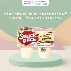 Váng Sữa Pudding Snack Pack Mỹ Vị Vani, Lốc 4 Hộp X 92G (6M+)