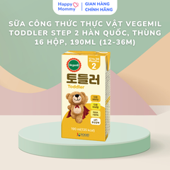 Sữa công thức Thực Vật Vegemil Toddler Step 2 Hàn Quốc, THÙNG 16 hộp, 190ml (12-36M)