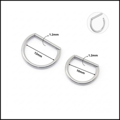 Khuyên tai hình chữ D giả vòng - 2 size - Titanium F136
