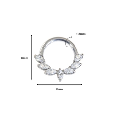 Khuyên tròn Titan F136 vương miệng đá trắng