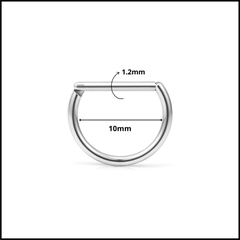 Khuyên tai hình chữ D giả vòng - 2 size - Titanium F136