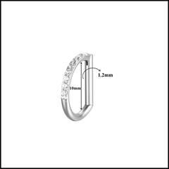 Khuyên tai chữ D giả vòng có đính đá - 2 size - Titan F136