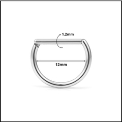 Khuyên tai hình chữ D giả vòng - 2 size - Titanium F136