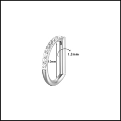 Khuyên tai chữ D giả vòng có đính đá - 2 size - Titan F136