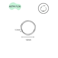 Khuyên tròn Titanium F136 (Silver), đầy đủ size