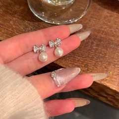 (Cặp) Bông tai nơ mix ngọc trai