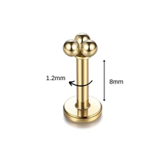 Bông tai 3 bi màu vàng thép không gỉ 316L - 2 size