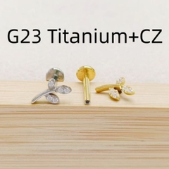 Bông tai chiếc lá đính đá nhân tạo - Titanium - 2 màu