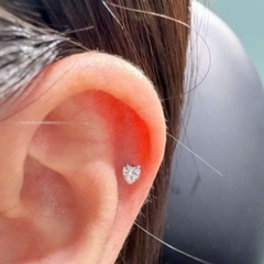 Bông tai đính đá trái tim - Có 2 size đá - Titanium