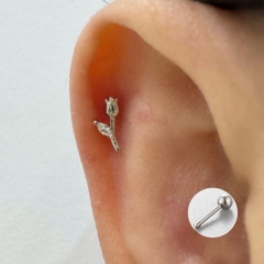 Bông tai hoa hồng 0.8*6*3mm / Hợp kim