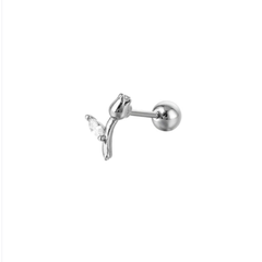 Bông tai hoa hồng 0.8*6*3mm / Hợp kim