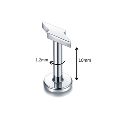 Bông tai sấm sét thép không gỉ 316L, màu bạc - 2 size