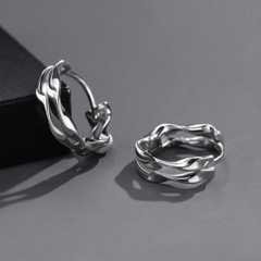 Bông tai tròn hình gợn sóng - 12mm - Hợp kim