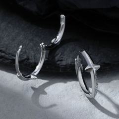 Khuyên tai tròn hình ngôi sao 10mm - Chất liệu bạc 925