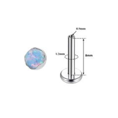 Khuyên tai đá Opal màu mới - Titanium F136 - 1.2*8mm