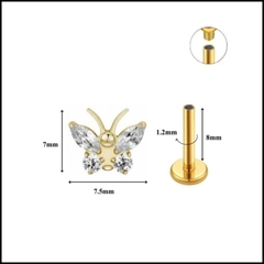 Titanium / Hoa tai con bướm xinh - 2 màu - 1.2*8mm