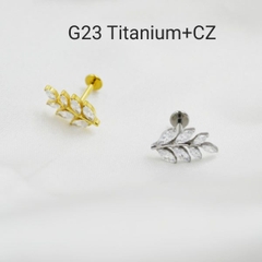 Hoa tai hình chiếc lá lấp lánh - Titanium - 2 màu