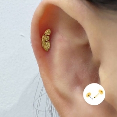 Khuyên tai hình chiếc lá - vàng gold - 1.2*8mm
