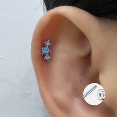 Hoa tai pha lê xanh lam phù hợp nhiều vị trí / Hợp kim