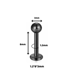 Khuyên thẳng cơ bản đầu bi màu đen nhiều size