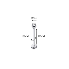 Khuyên thẳng cơ bản đầu bi màu bạc 5 size - Thép y tế