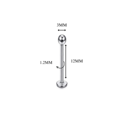 Khuyên thẳng cơ bản đầu bi màu bạc 5 size - Thép y tế