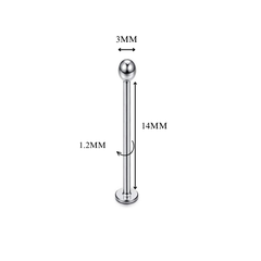 Khuyên thẳng cơ bản đầu bi màu bạc 5 size - Thép y tế