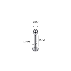Khuyên thẳng cơ bản đầu bi màu bạc 5 size - Thép y tế