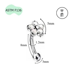 Titan F136 / Khuyên cong hoa nguyệt quế - 1.2*8mm
