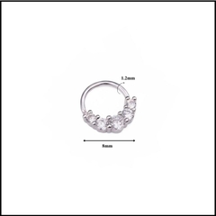Khuyên daith/septum đính đá tròn 1.2*8mm - Thép không gỉ