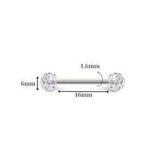 Khuyên lưỡi đầu bi đính đá lấp lánh với 3 màu NEW