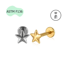 Titan / Khuyên tai ngôi sao năm cánh 2 màu - 1.2*8mm