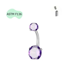 Trang sức đeo bụng màu tím - Titanium - Ren trong