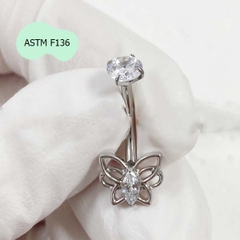 Khuyên rốn hình con bướm - Titanium - 1.6*10mm