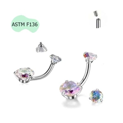 Khuyên rốn màu titan đá tròn - Có 2 size
