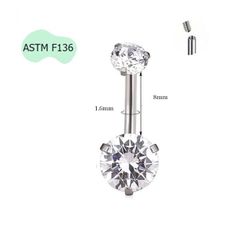 Khuyên rốn đá tròn zirconi - Chất liệu TITANIUM