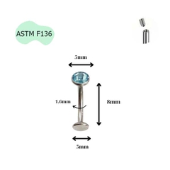 Khuyên rốn nổi Titanium đá xanh - Có 2 size