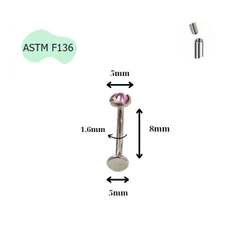 Khuyên rốn nổi đính đá hồng - TITANIUM